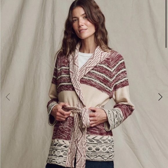 THE GREAT. Sweaters - The GREAT RIDING CARDIGAN western Cream Black Burgundy Heavy Knit Medium